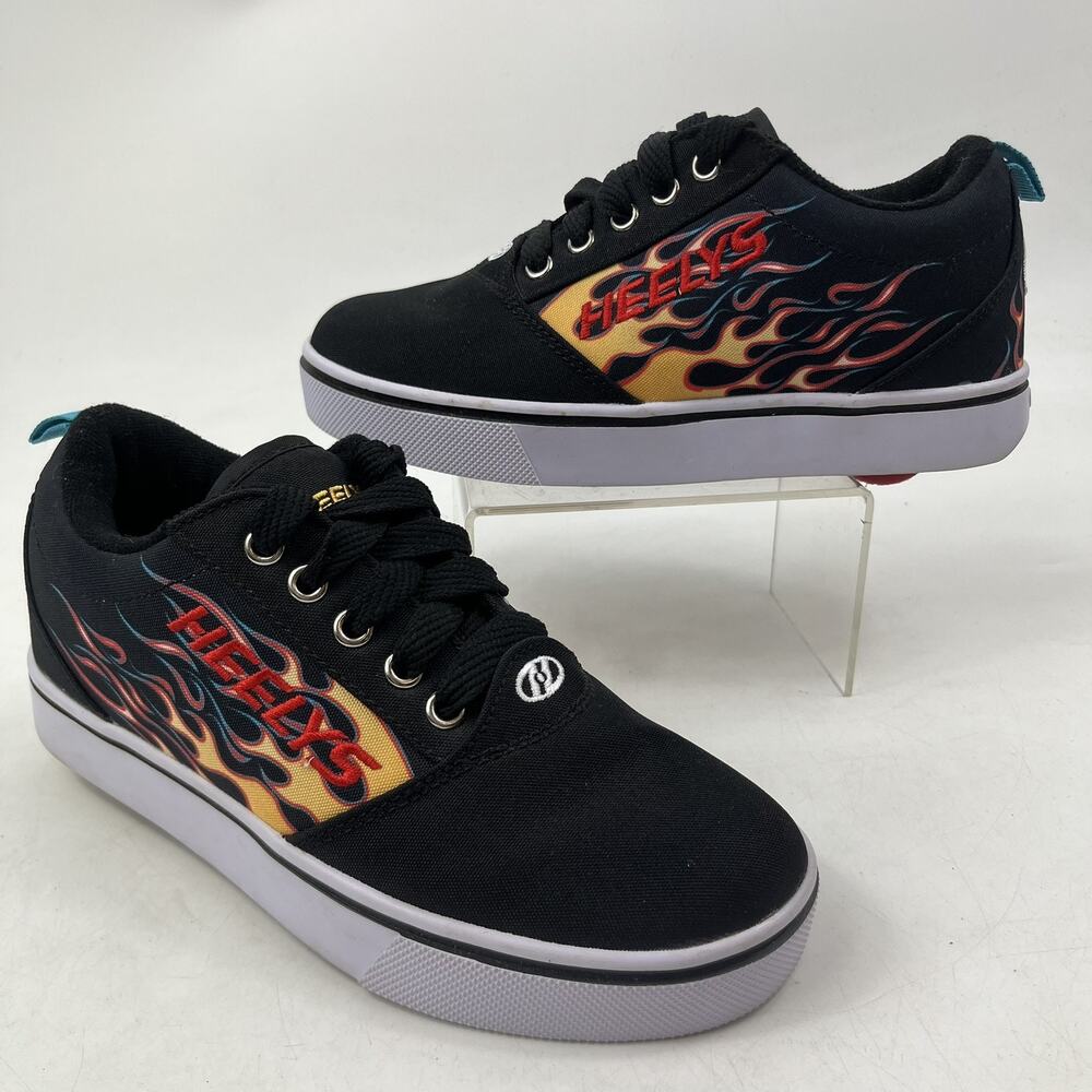Heelys Pro 20 Prints Roller Shoes Youth Size 3 Black Flames Skate Sneakers